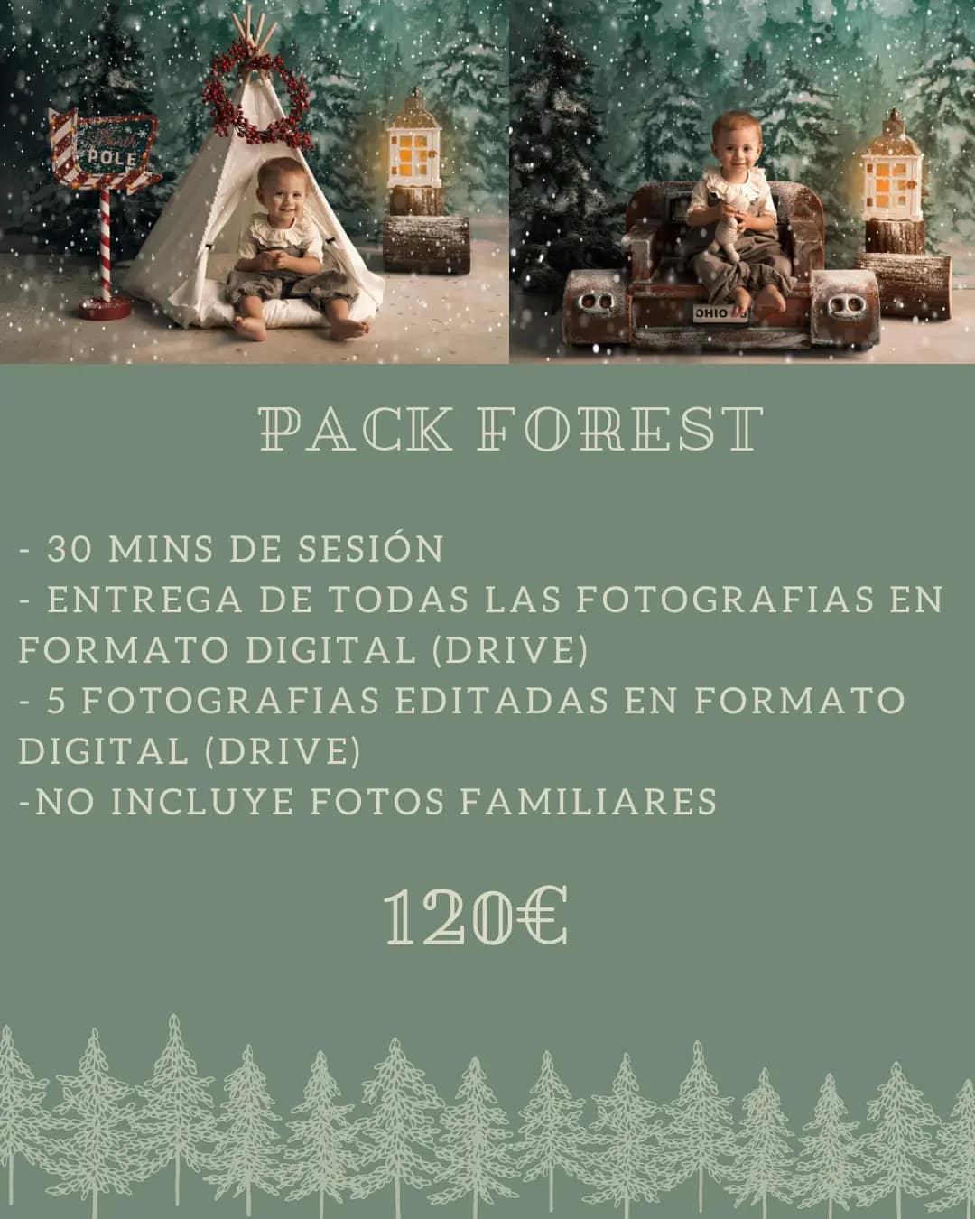 Pack forest, fotos de navidad para bebés de 7 a 18 meses