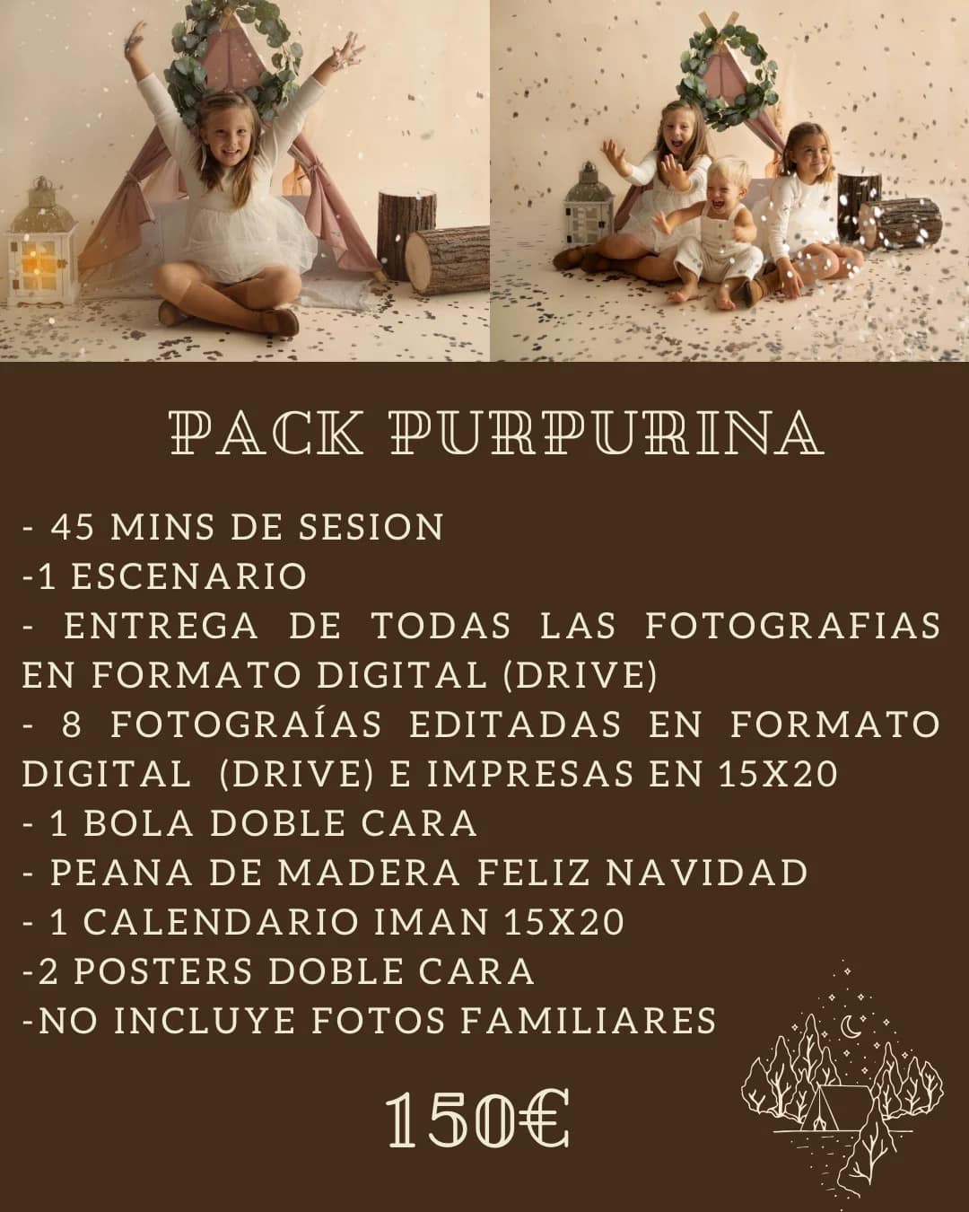 Pack purpurina, fotos de navidad para bebés de 19 meses y hasta los 10 años