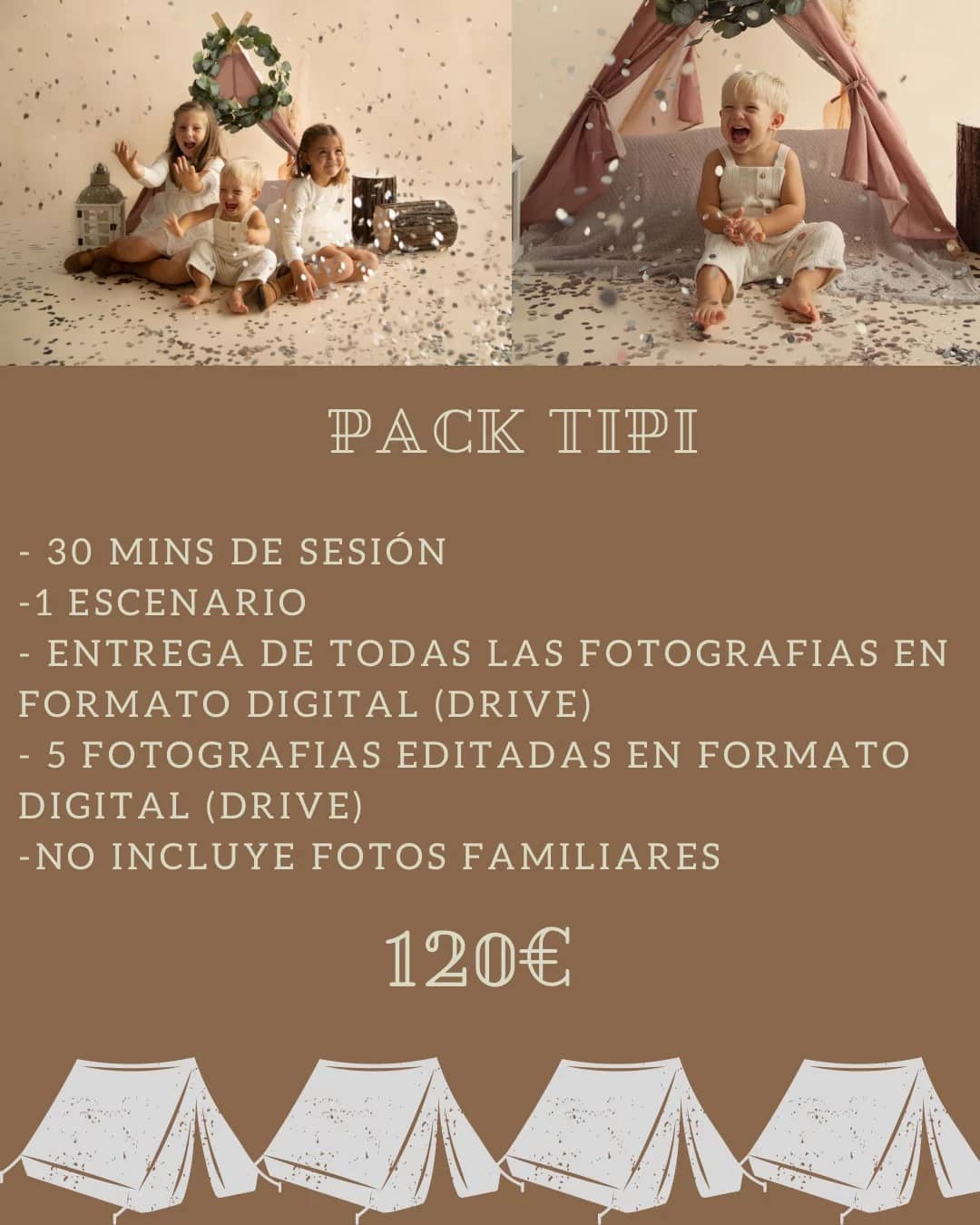 Pack tipi, fotos de navidad para bebés de 19 meses y hasta los 10 años